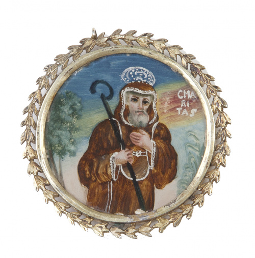 Marco en bronce dorado con corona real, h. 1940.