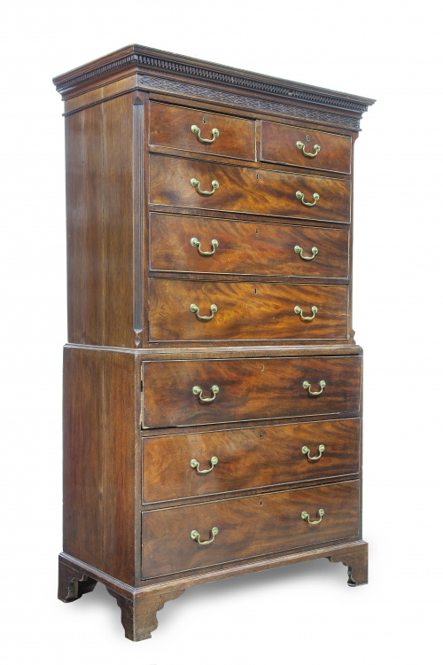 Chest on chest Jorge III en madera de caoba y palma de caob