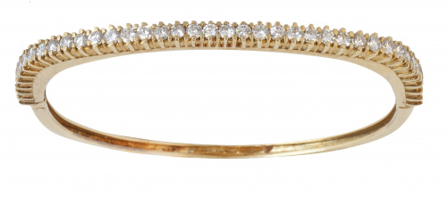 Pulsera rígida años 70 con frente de brillantes, en aro de 