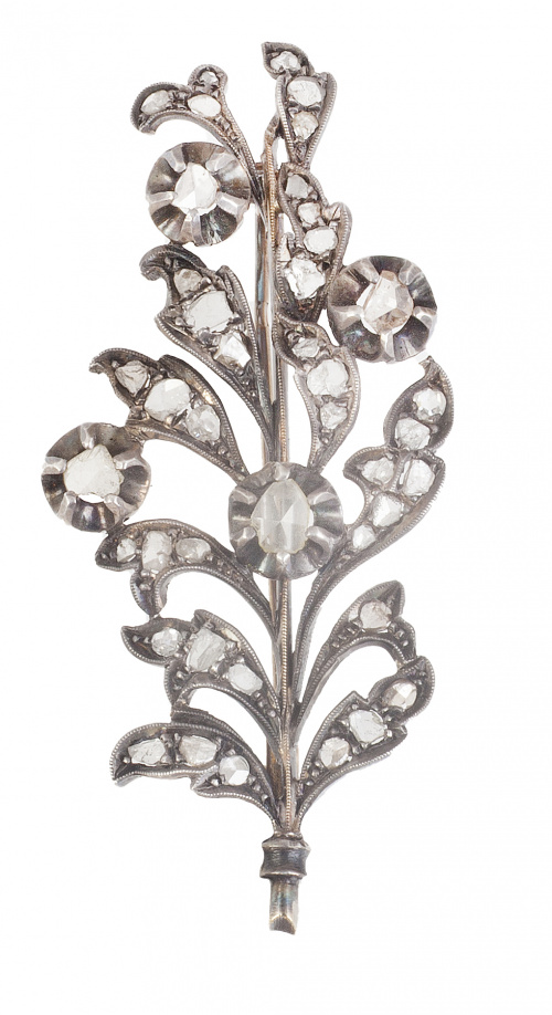 Prog. 66851.Broche rama de diamantes S. XIX