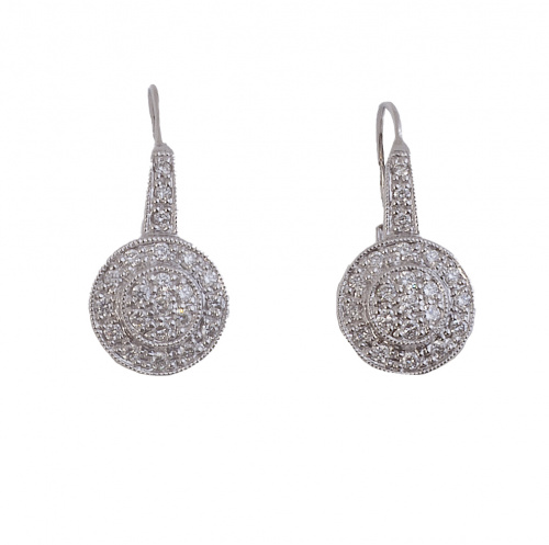 Prog. 66347. Pendientes con rosetón circular cuajado de bri