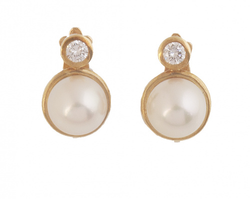 Prog. 3767. Pendientes tu y yo con perla cultivada de 10 mm