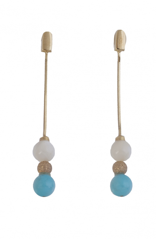 Prog. 29002. Pendientes largos con cuentas de nácar y turqu