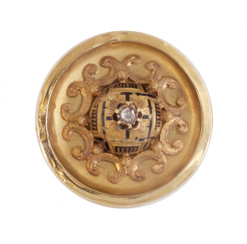 Broche colgante circular S. XIX con diamante central y deco
