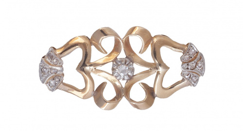Prog. 58931. Broche años 40 con diamantes en diseño simétri