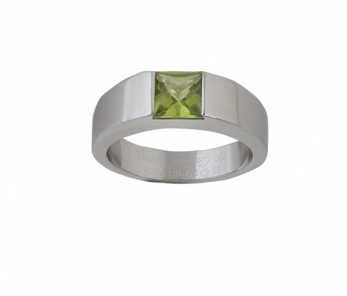 Sortija CARTIER TANK con peridoto cuadrangular talla gota 