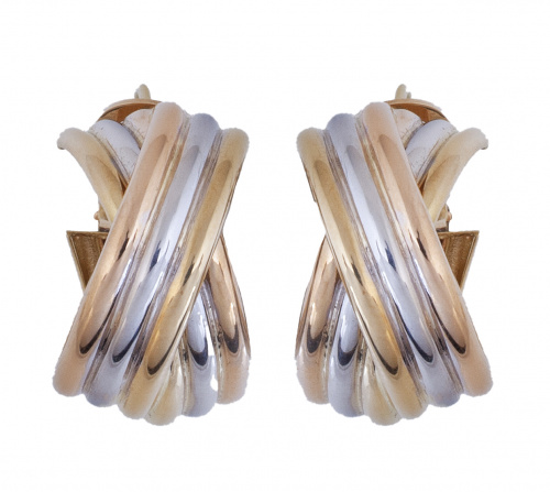 Pendientes criollas anchas con bandas cruzadas de tres gall