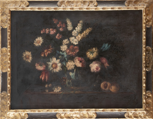 ESCUELA ESPAÑOLA, SIGLO XIX- XXCesta de flores sobre un p