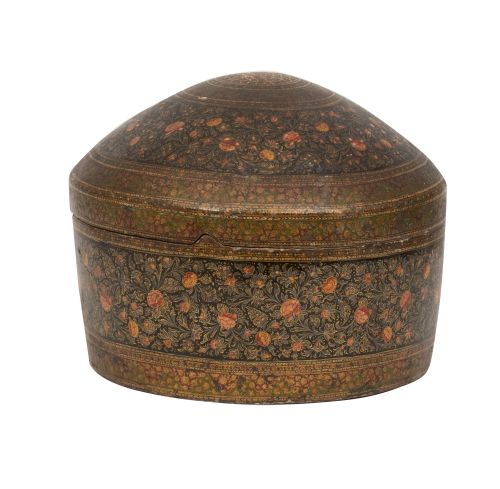 Caja de papier maché lacado con decoración de flores "cashm