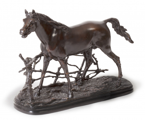 Pierre Jules Mêne (1810-1879).Caballo en bronce. Firmad