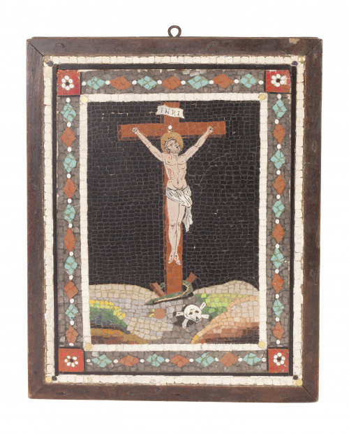 Micromosaico con escena de Crucifixión.Trabajo italiano, 