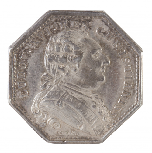 Jeton octogonal francés de Luis XVI en plata. Asamblea de c
