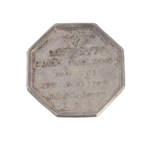 Jeton octogonal francés de Luis XVI en plata. Asamblea de c