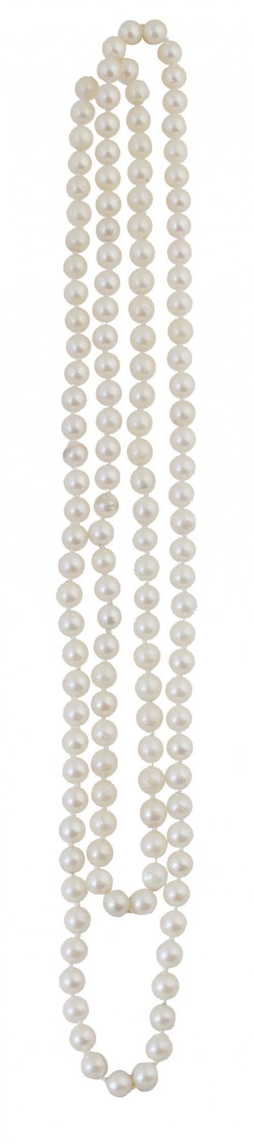 Collar largo de un hilo de perlas de 7,5 mm de diametro