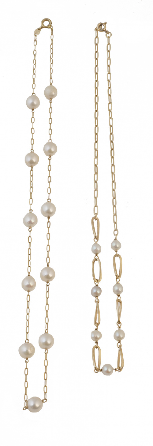Lote de dos cadenas combinadas con perlas