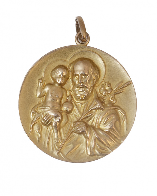Medalla colgante de San José y Niño Jesús