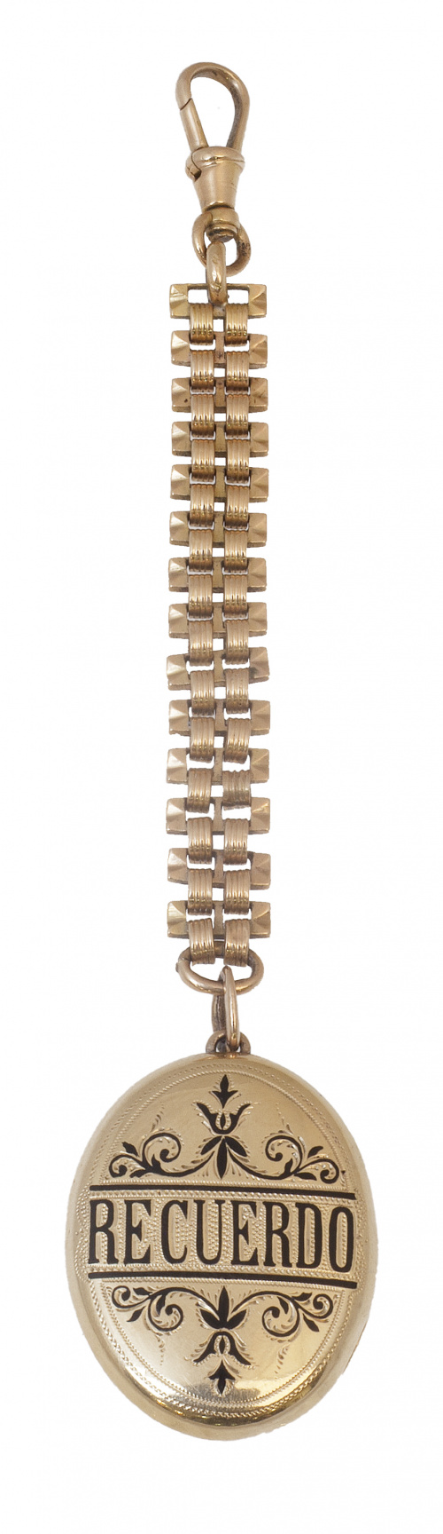 Leontina corta S. XIX con colgante guardapelo oval