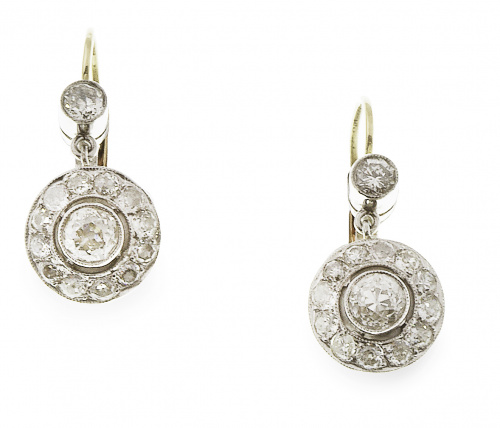 Pendientes estilo Art-Decó con ojo de perdiz colgante de br