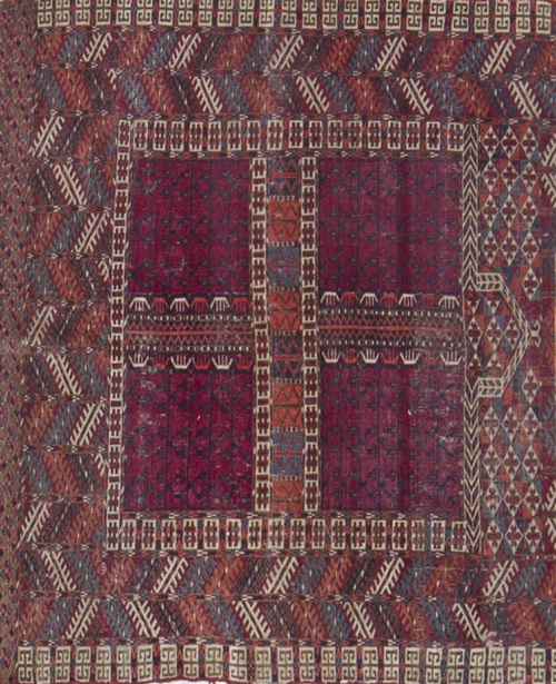 Alfombra en lana con decoración geométrica. Persia.