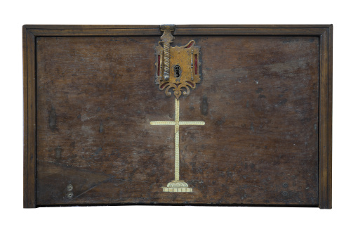 Papelera de tapa abatible de madera de nogal y decoración d