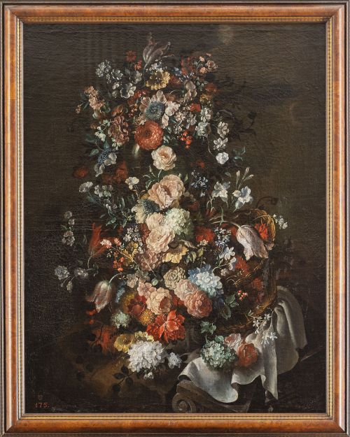 ESCUELA ITALIANA, SIGLO XIXFlorero en una cesta sobre un 