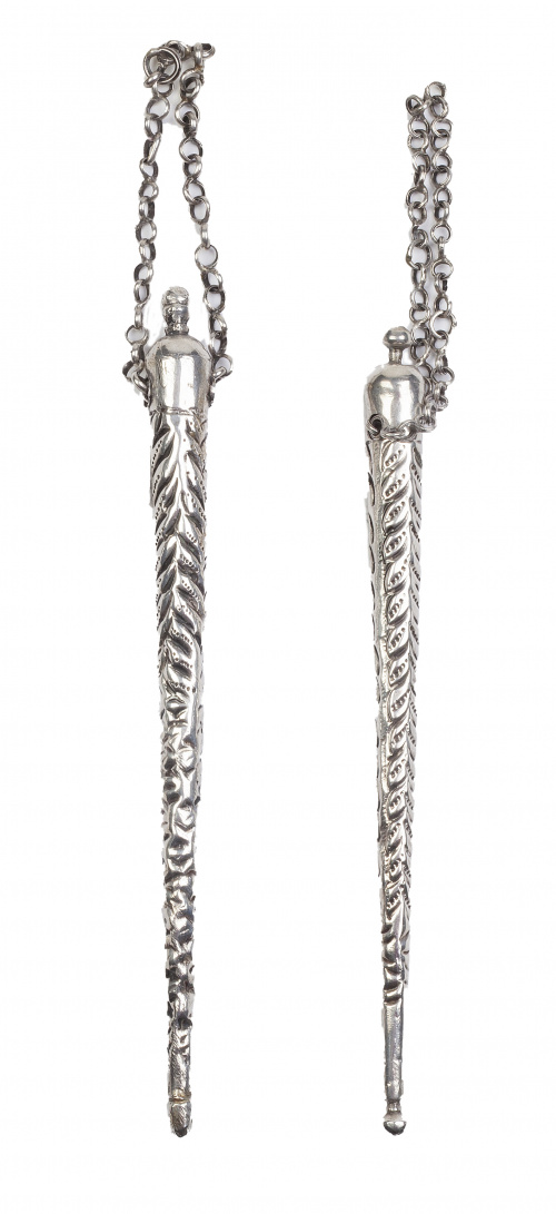 Lote de dos Takek de plata.Irán, S. XIX.