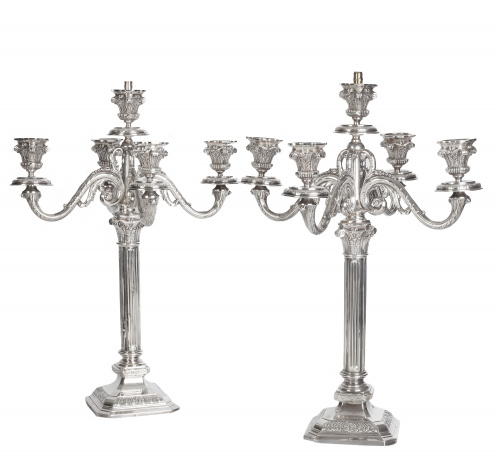 Pareja de candelabros de cinco luces.LBB, Barcelona, prim