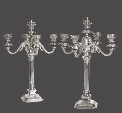 Pareja de candelabros de cinco luces.LBB, Barcelona, prim