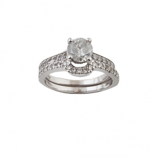 Doble sortija de brillantes, con solitario de brilllante en