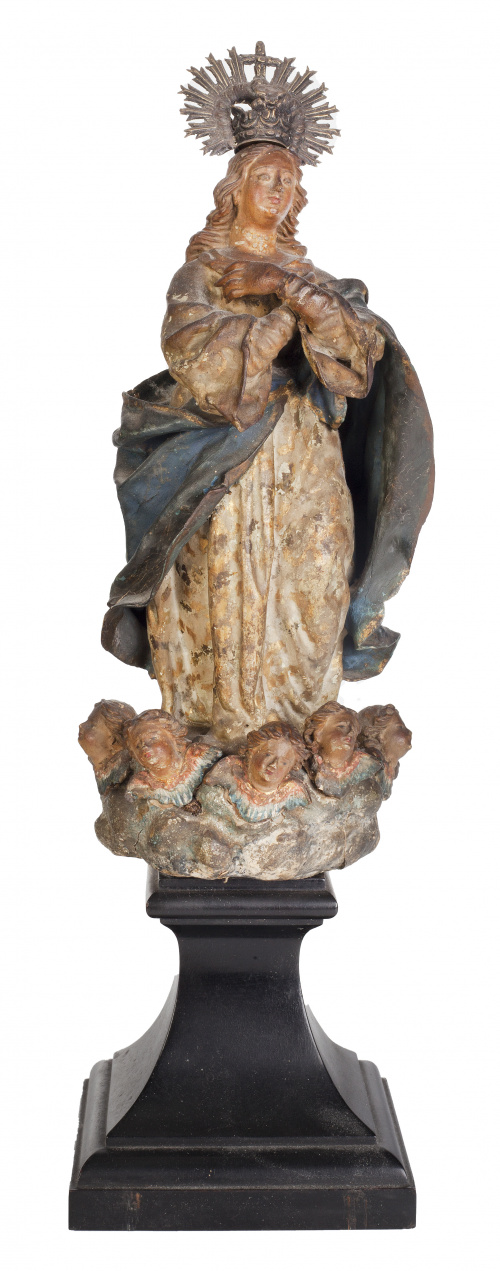 Virgen Inmaculada.Escultura en terracota policromada.Tr