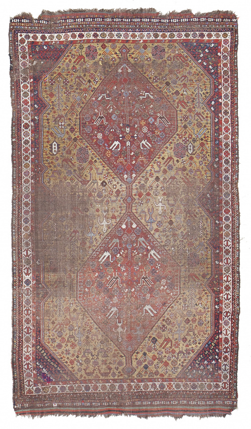 Alfombra en lana de campo beige y cartuchos 