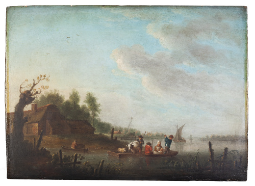 ESCUELA HOLANDESA, SIGLO XVIIPaisaje marítimo con figuras