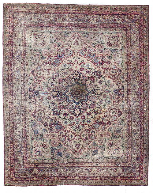 Alfombra antigua de campo beige.Persia, S. XIX-XX.