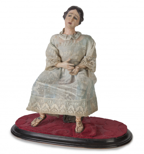 Virgen Dolorosa.Imagen vestidera en plomo y madera.Trab