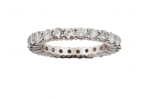 Sortija alianza completa de 24 brillantes de color estimado