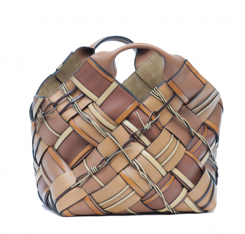 Bolso shopper LOEWE tipo cesta con tiras entretejidas. Nuevo