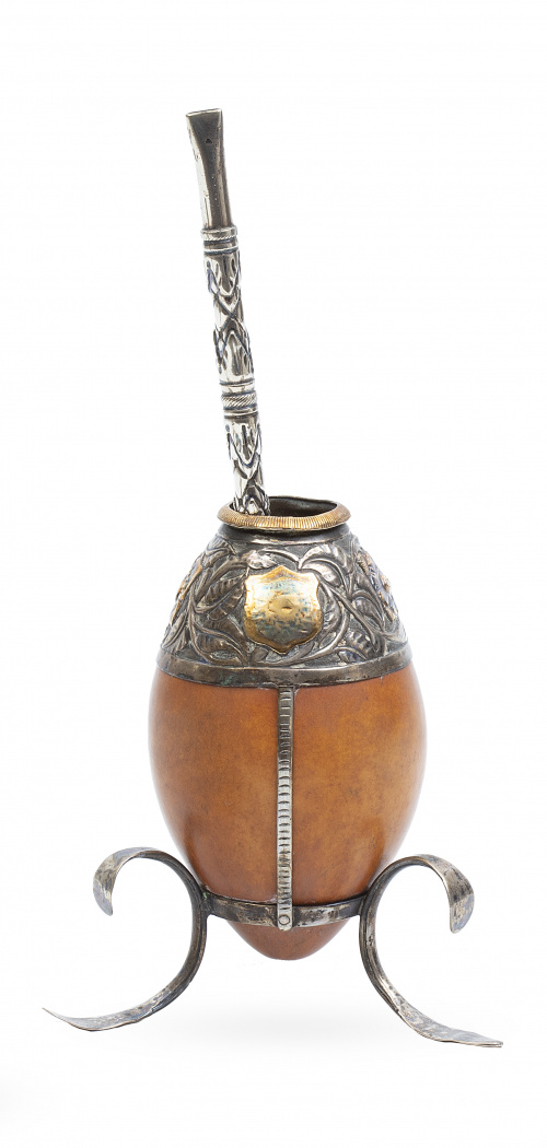 Mate de calabaza montado en plata.Chile o Argentina, S. X