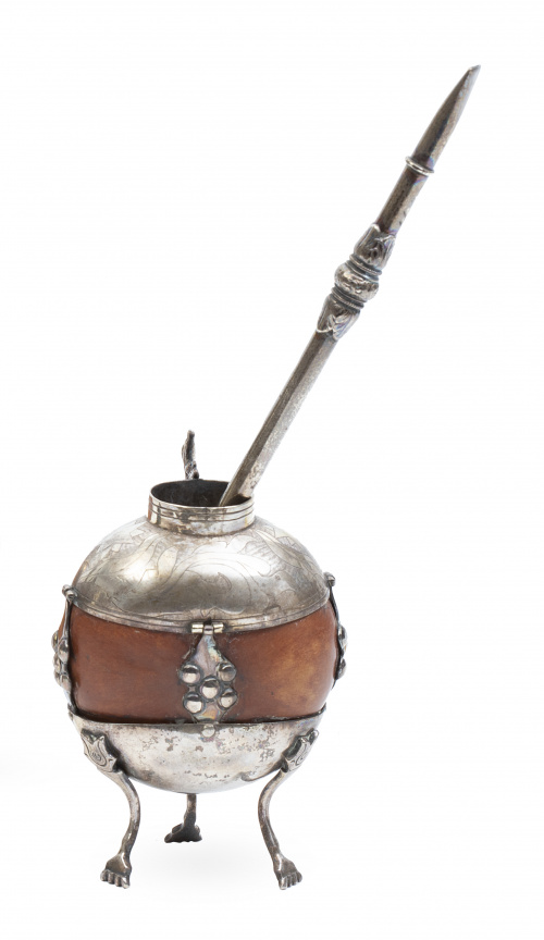 Mate calabaza montado en plata.Argentina o Chile, S XIX.