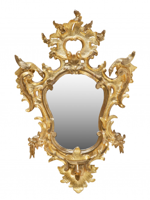 Cornucopia Carlos III en madera tallada y dorada, Trabajo