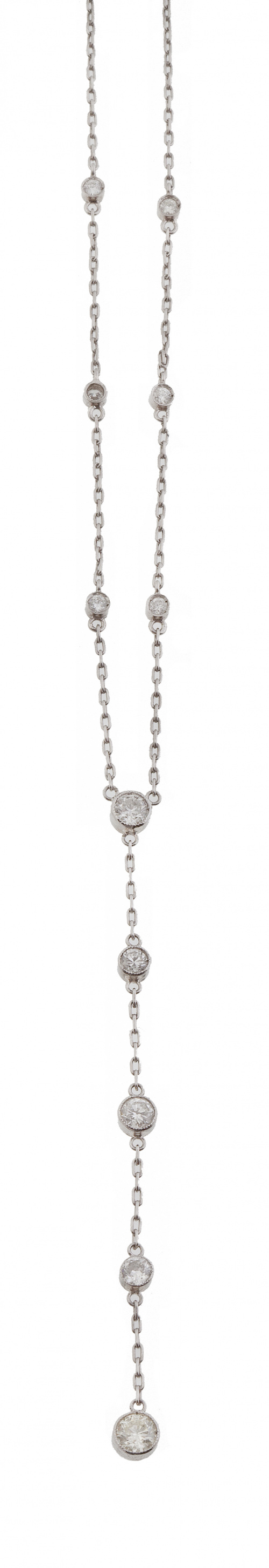 Collar largo de chatones de brillantes con línea colgante c