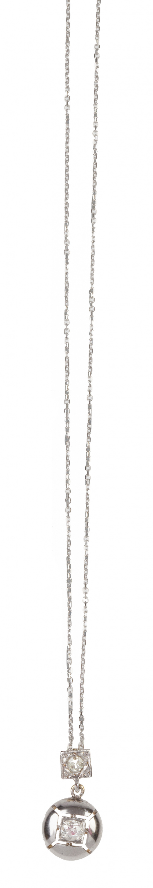 Colgante de brillante con marco abotonado calado, que pende