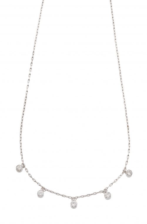 Cadena con cinco brillantes en chatones colgantes 