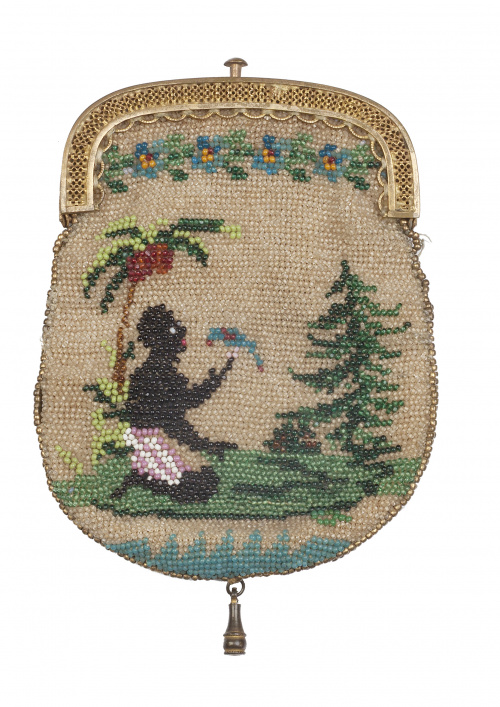 Monedero de cuentas de cristal, trabajo probablemente mejic