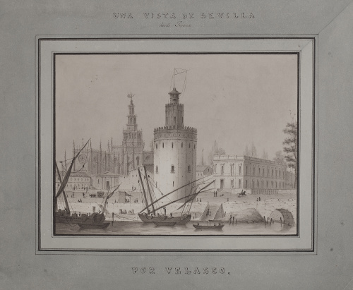 VELASCO (Escuela sevillana, siglo XIX)Vista de Sevilla de