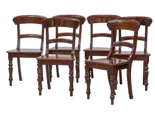 Juego de seis sillas modernas de madera tallada de caoba, s