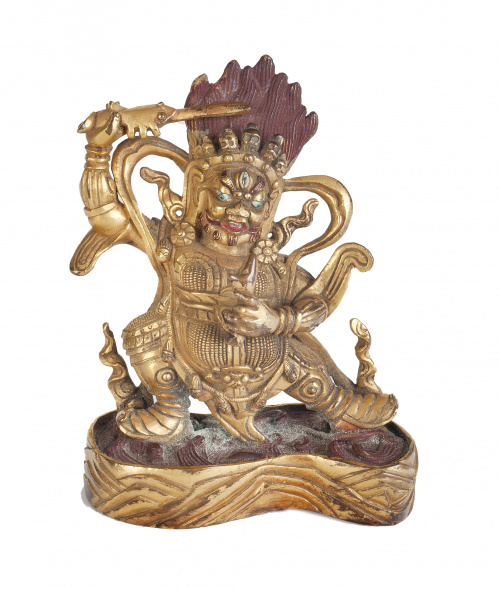 Deidad en bronce dorado.Trabajo hindú, S. XVIII-XIX.