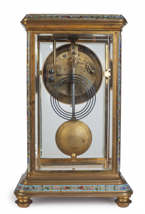 Reloj de mesa con esmaltes cloisonne, metal y cristal de st