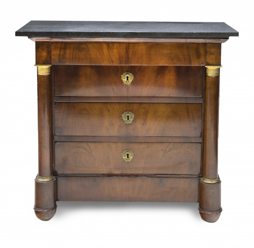 Cómoda imperio de madera de caoba y palma de caoba.Franci