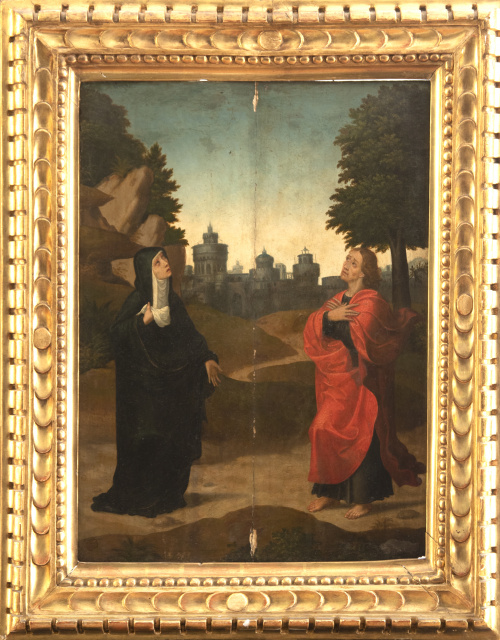 ESCUELA HISPANO-FLAMENCA, SIGLO XVIVirgen y San Juan sobr