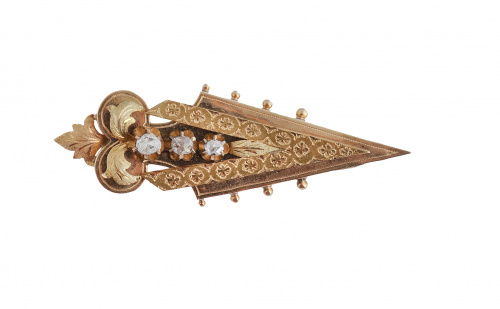 Broche S.XIX en forma de punta de flecha con línea central 